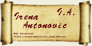 Irena Antonović vizit kartica